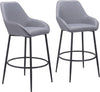 Zuo Modern – Vila Barstools, 42.5" H, Gray Upholstered, Steel Legs, Set of 2, Modern Design