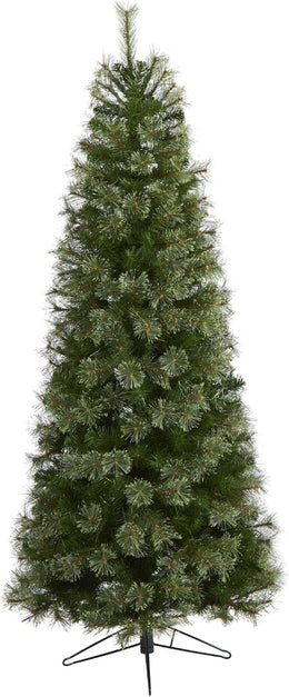 Nearly Natural 6.5' Slim Artificial Christmas Tree, 660 Tips, Green Evergreen