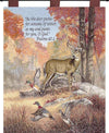 Fur Feathers and Fall Wall Tapestry – 26x36 Autumn Scene with Verse