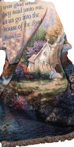 Church in the Country Woven Throw – Scenic Church With Verse by Manual Woodworkers
