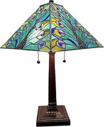 Amora Lighting Tiffany Style 2 Light Peacock Table Lamp 23" Tall