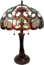 Amora Lighting Tiffany Style 2 Light Floral and Geometric Table Lamp 24" Tall