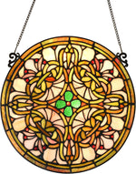 Fine Art Lighting Tree of Life Tiffany Style Stained Glass Window Panel – 12" Round Decorative Accent