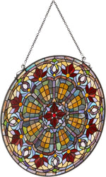 Fine Art Lighting Stained Glass Window Panel – 24" Multicolor Tiffany Style Decorative Hanging Art