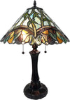 Amora Lighting Tiffany Style 2 Light Vines and Butterflies Table Lamp - 24" Tall