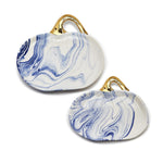Two's Company 82001 Marbled Set of 2 Pumpkin Serving Platters with Gold Stem
