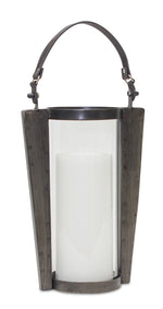 Melrose Iron Metal Candle Holder with Glass Hurricane and Handle 18"H