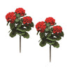 Red Geranium Floral Bush Set – Artificial Stems – 20.25 Inch Height – For Entryway Displays – By Melrose