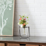Small Glass Jar Vase Set of 2 – Metal Stand Base – 6.75 Inch Height – For Bud or Stem Displays – By Melrose