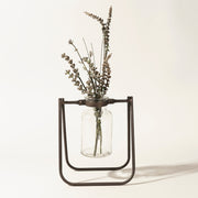 Clear Glass Hanging Vase Set of 2 – Metal Stand – 6.75 Inch Height – For Indoor Decoration – By Melrose