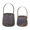 Rustic Wood Bucket Planters – 11.75"H & 14"H Decorative Home Accent – By Melrose