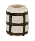 Modern Terra Cotta Vase – 6"H Small Ivory and Black Glazed Clay for Shelf or Entryway – By Melrose