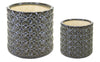Set of 2 Decorative Ceramic Pots – 4.5" & 6.5"H Glazed Clay Geometric Planters – By Melrose