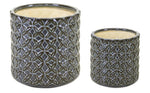 Geometric Ceramic Pots – Set of 2, 4.5" & 6.5"H Glazed Clay Planters for Indoor or Patio – By Melrose