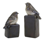 Melrose Stone Perched Bird Figurine with Block Weight (Set of 2)