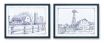 Melrose Framed Sketch Art Barn Print (Set of 2)