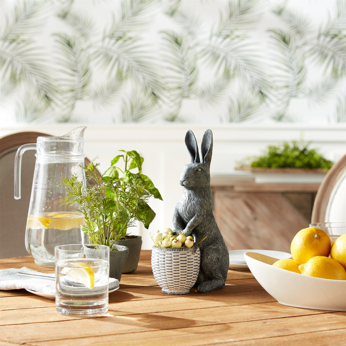 Melrose Standing Rabbit Figurine with Basket Accent 10.5