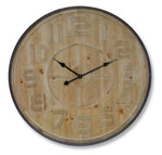 Natural Wooden Wall Clock – 31.5"D MDF and Metal Frame, Rustic Industrial Accent – By Melrose
