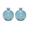 5.5"H Glass Bubble Vase Duo – Set of 2 Blue Decorative Home Pieces – By Melrose