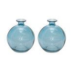 Bubble Vase Set – 5.5"H Blue Glass Vases for Flowers or Faux Stems – By Melrose