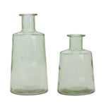 Sage Green Glass Bottle Vase (Set of 2) – 7"H & 9.5"H Decorative Accent – By Melrose
