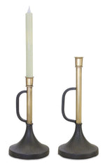 Melrose Metal Trumpet Taper Candle Holder (Set of 2)