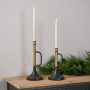 Black & Gold Trumpet Candle Holder Duo – 9.25