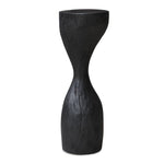 Uttermost Mattison Drink Table-Unconventional Teakwood Hourglass with Black Glossy Top
