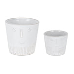 White Porcelain Face Planters Set of 2 5.25 Inch Height Decorative Pots By Melrose