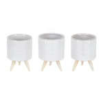 Porcelain Face Planter Set of 3 with Wooden Legs 4 Inch Height By Melrose