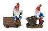 Melrose Garden Gnome Figurine with Wagon and Wheelbarrow (Set of 2)