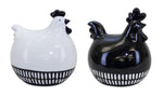 Melrose Modern Black and White Chicken Decor (Set of 2)