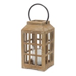 Wooden Lantern with Glass Insert 17 Inch Height Table Accent By Melrose