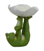 Melrose Garden Frogs with Leaf Bowl Statue 8"H