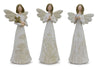 Melrose Beige Floral Etched Angel Figurine (Set of 3)