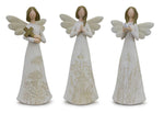 Melrose Beige Floral Etched Angel Figurine (Set of 3)