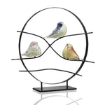 SPI Home Art Glass Bird Trio Desk Decor – 20" Handcrafted Sculpture with Elegant Glass Accents