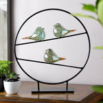 Bird Trio Decorative Accent Silver Finish Glass Iron – 16" Indoor Display by SPI