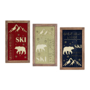 Wood Mountain and Bear Plaque Set of 3 20.75 Inch for Winter Themes By Melrose