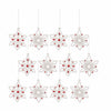 Melrose White Glass Snowflake Ornament with Red Bead Accent (Set of 12)