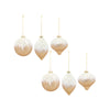 Melrose Beaded Gold Glass Ornament with Snowy Accent (Set of 6)