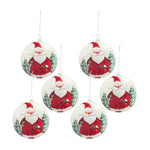 Melrose Whimsical Santa Disc Ornament with Snowy Scene (Set of 6)