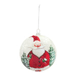 Whimsical Santa Disc Ornament with Snowy Scene (Set of 6)