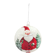 Whimsical Santa Disc Ornament with Snowy Scene (Set of 6)