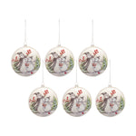 Melrose Whimsical Snowman Disc Ornament with Snowy Cardinal Scene (Set of 6)