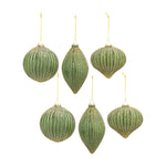 Melrose Ribbed Glass Ornament with Gold Accent (Set of 6)