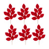 Melrose Red Flocked Magnolia Leaf Spray (Set of 6)