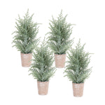 Frosted Potted Pine Tree (Set Of 4)– Icy Green Branches – 15 Inch Holiday Decor – By Melrose
