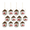 Melrose Ceramic Cardinal Pine Branch Peace Joy Tag Ornament (Set of 12)