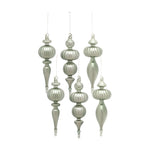 Melrose Sage Green Glass Finial Drop Ornament (Set of 6)